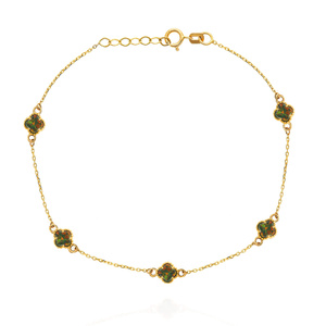 Bransoletka złota kwiatki 585 koniczynki w złotej oprawie opal 18-20 cm