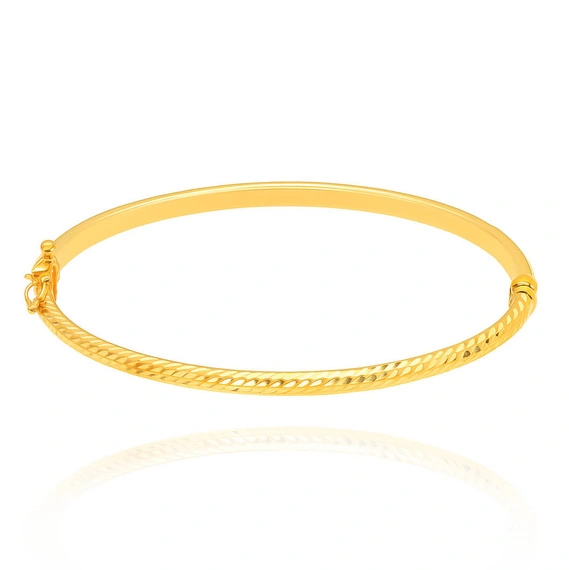 Złota bransoletka sztywna 585 diamentowana spiralna bangle kółko na zatrzask