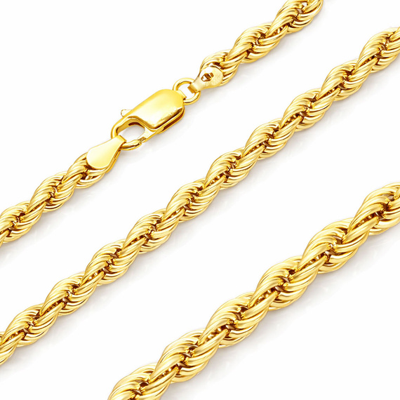 Złota bransoletka damska 585 korda 5,5 mm kordel diamentowana 21 cm