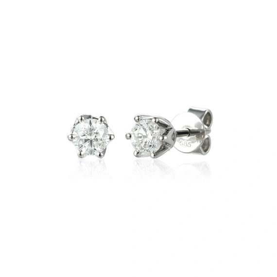 Złote kolczyki 585 diamenty 0,39 ct na sztyft