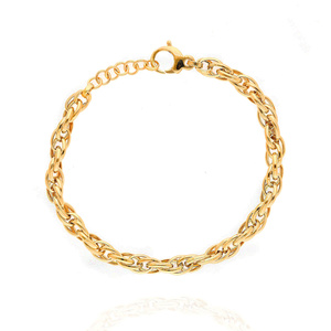 Złota bransoletka szeroka 585 okrągłe połączone ogniwa 21 cm