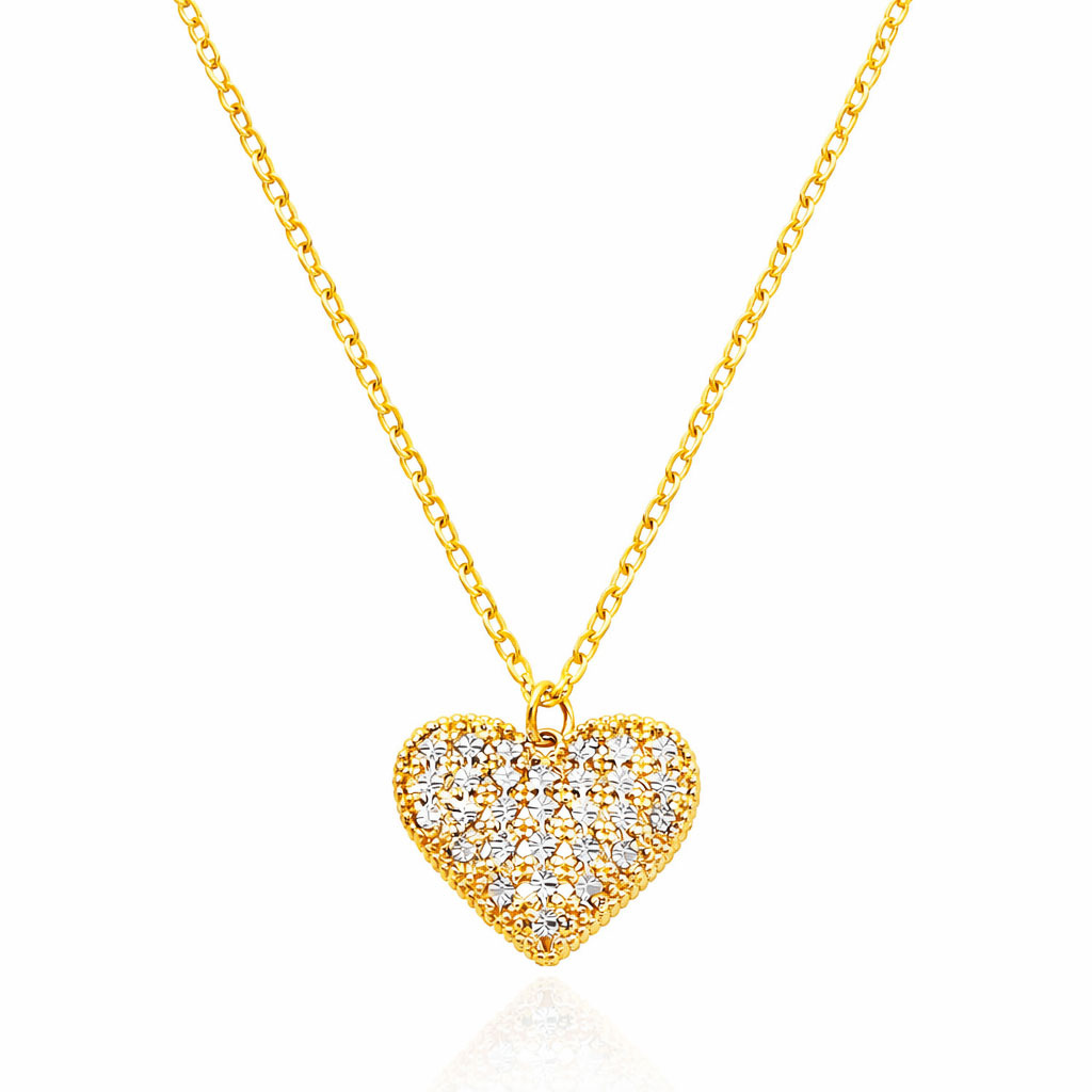 Złoty naszyjnik serce dwustronny 585 serduszko diamentowane iluzja dwukolorowe 42-45 cm