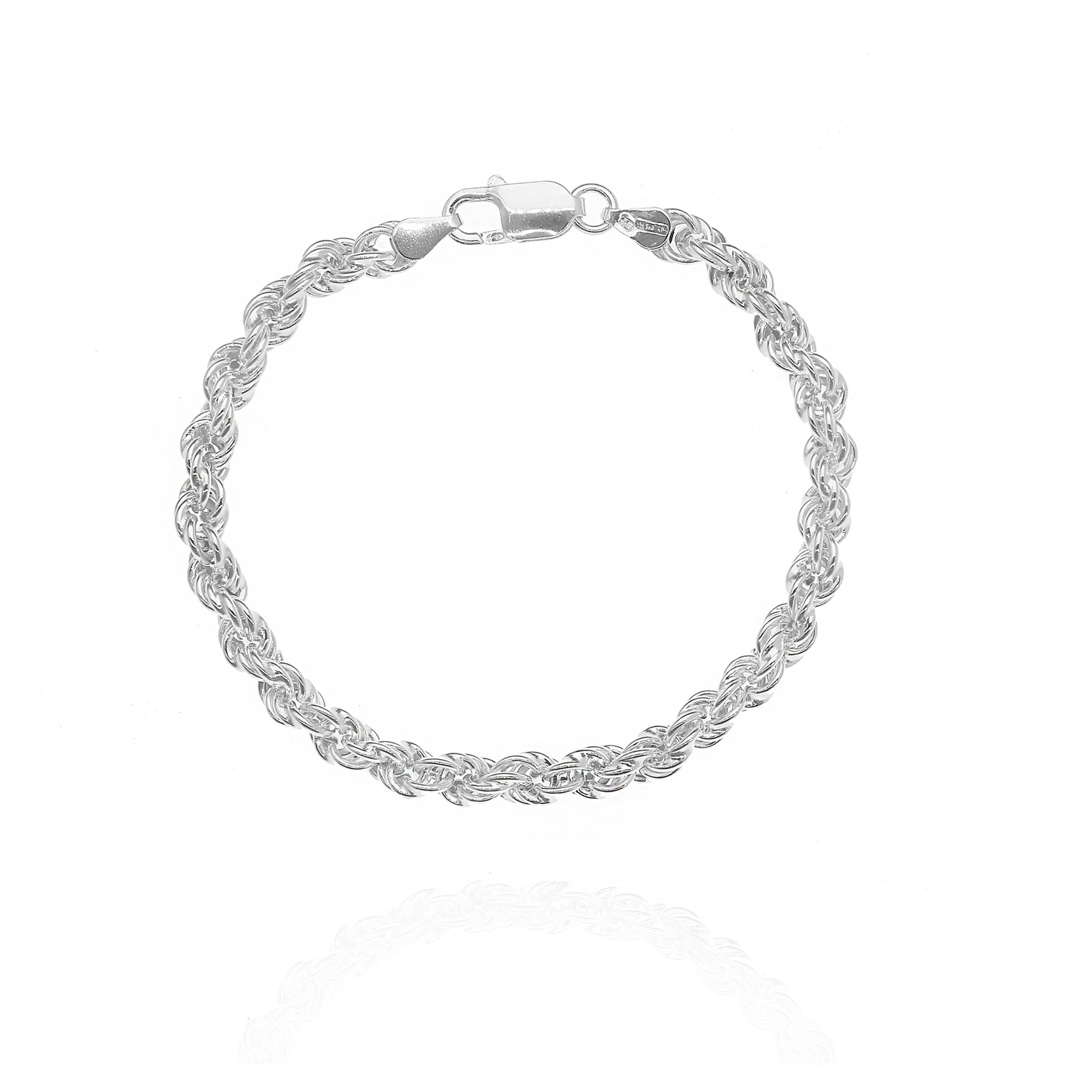 Srebrna bransoletka korda 925 warkocz długość 19 cm