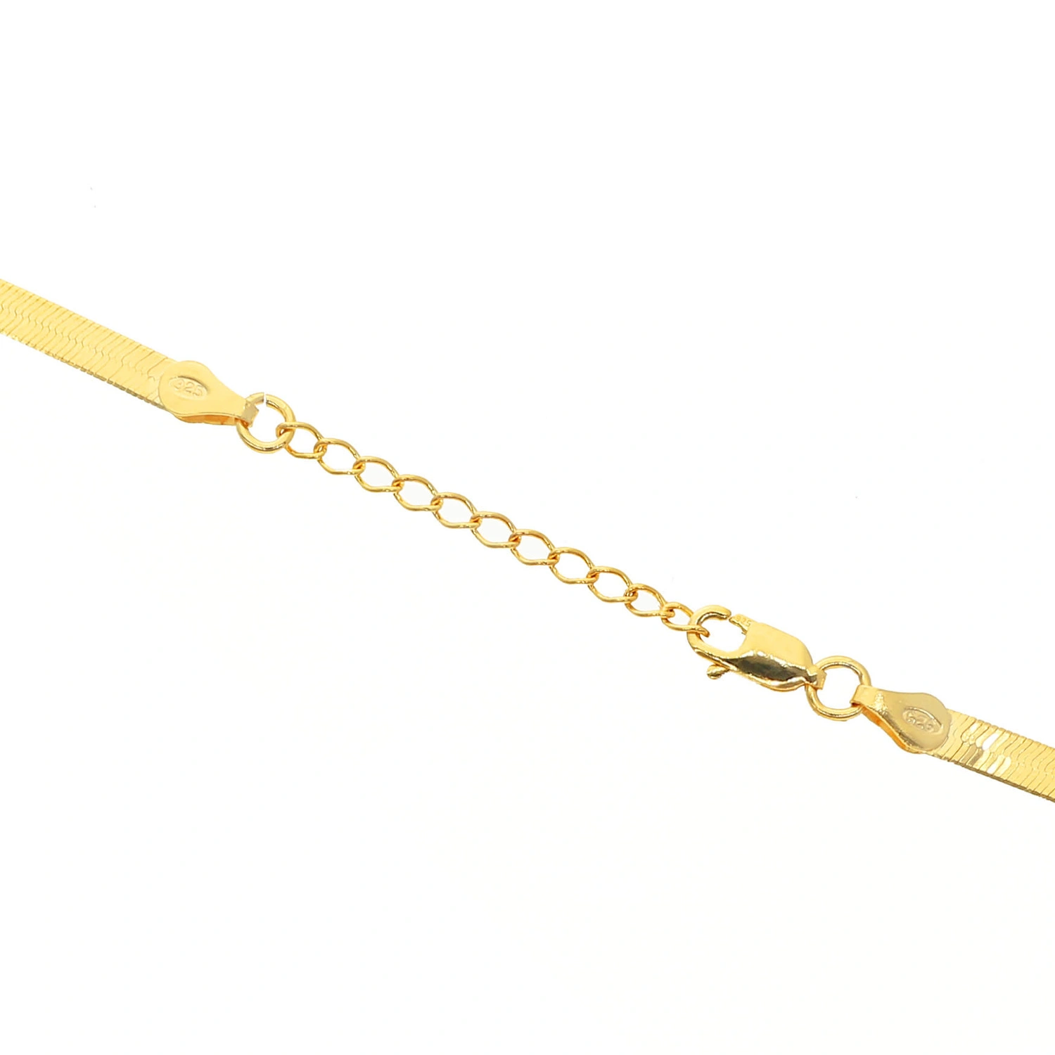 Naszyjnik srebrny pozłacany taśma żmijka 925 gładka 4 mm długość 36-40 cm