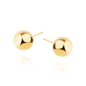 Złote kolczyki 585 duże kulki gładkie 10 mm sztyft