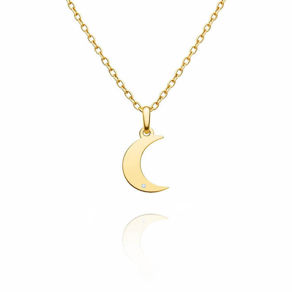 Złota zawieszka z brylantem księżyc 585 diament moon