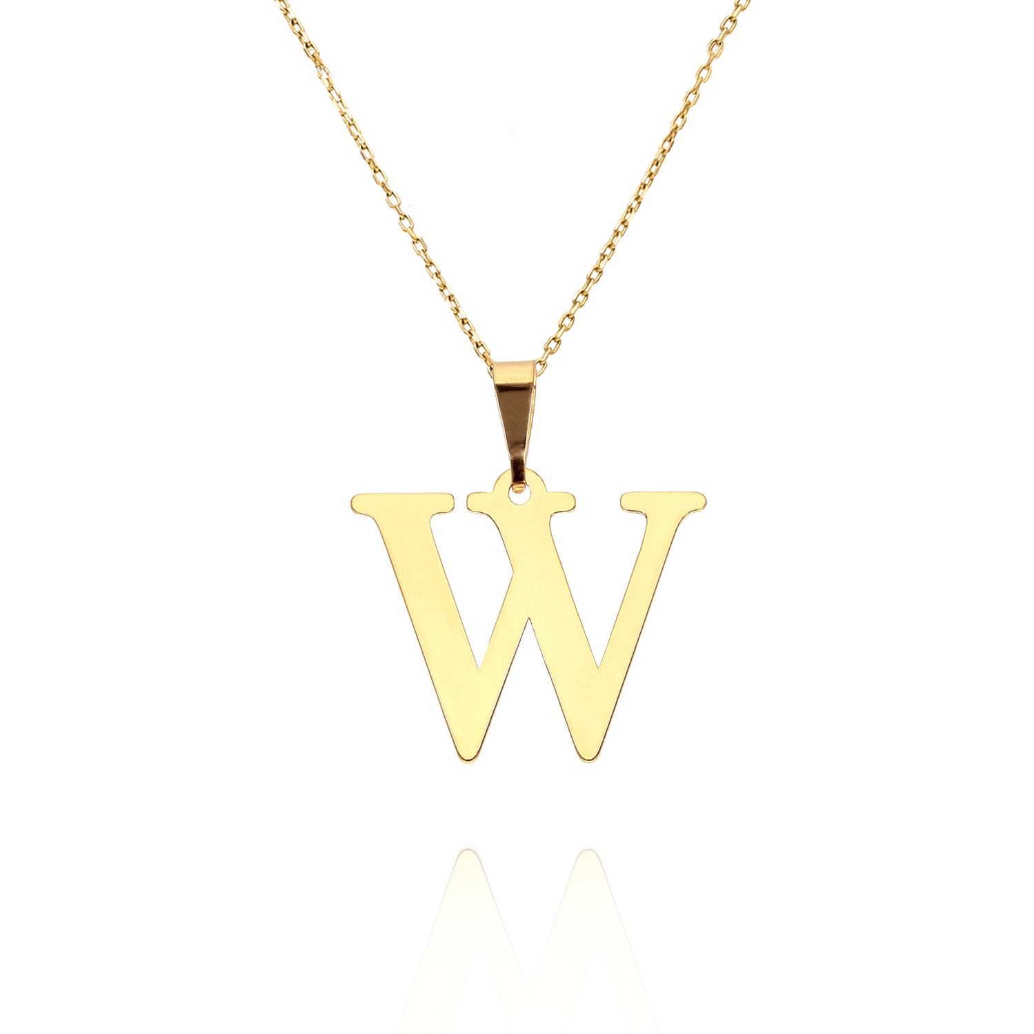 Złota zawieszka wisiorek 585 prosta literka W wysokość 2 cm