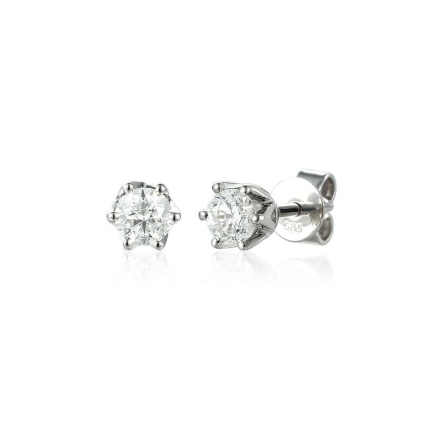 Złote kolczyki 585 diamenty 0,39 ct na sztyft