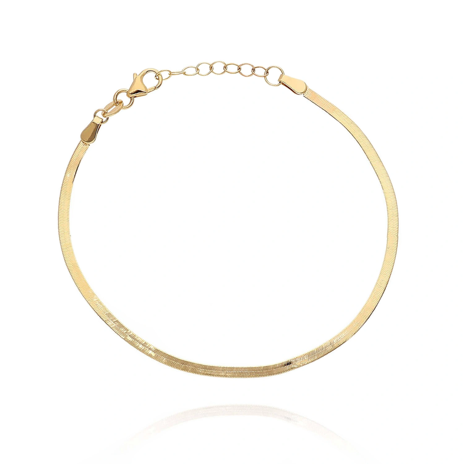 Bransoletka złota taśma 585 wąska żmijka na nogę gładka 2,5 mm długość 21 - 24 cm