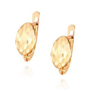 Złote kolczyki owalne 585 nacinane fasetowane diamentowane angielskie