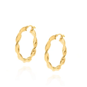Złote kolczyki duże 585 koła kręcone spiralne skręcone 2,7 cm