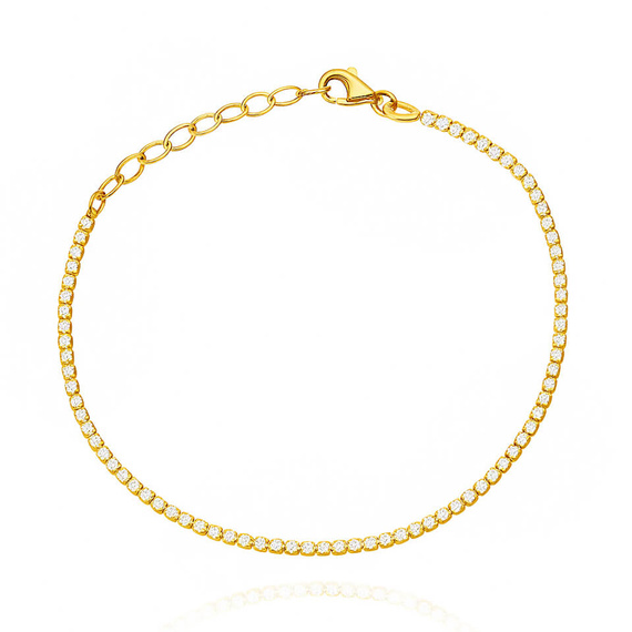 Złota bransoletka 585 tenisowa białe cyrkonie 16-18 cm