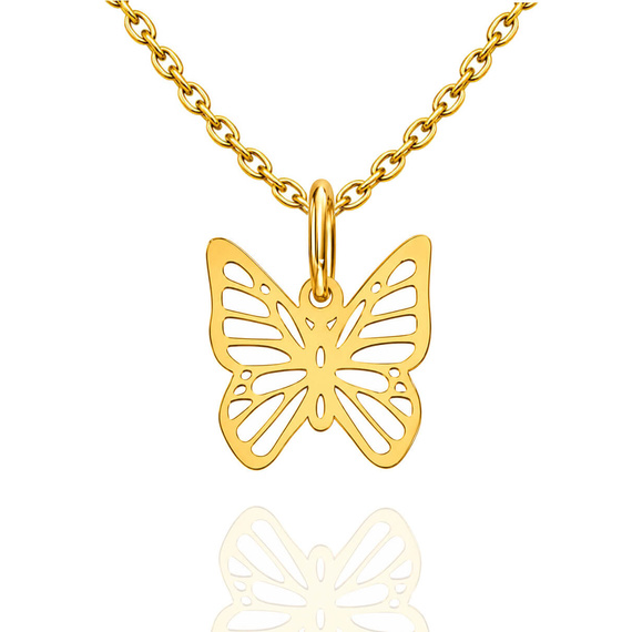 Złota zawieszka 585 płaska ażurowa motylek 1,4 cm