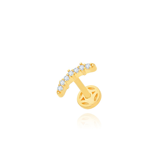 Złoty kolczyk do piercingu 585 łuk cyrkonie labret helix tragus conch 