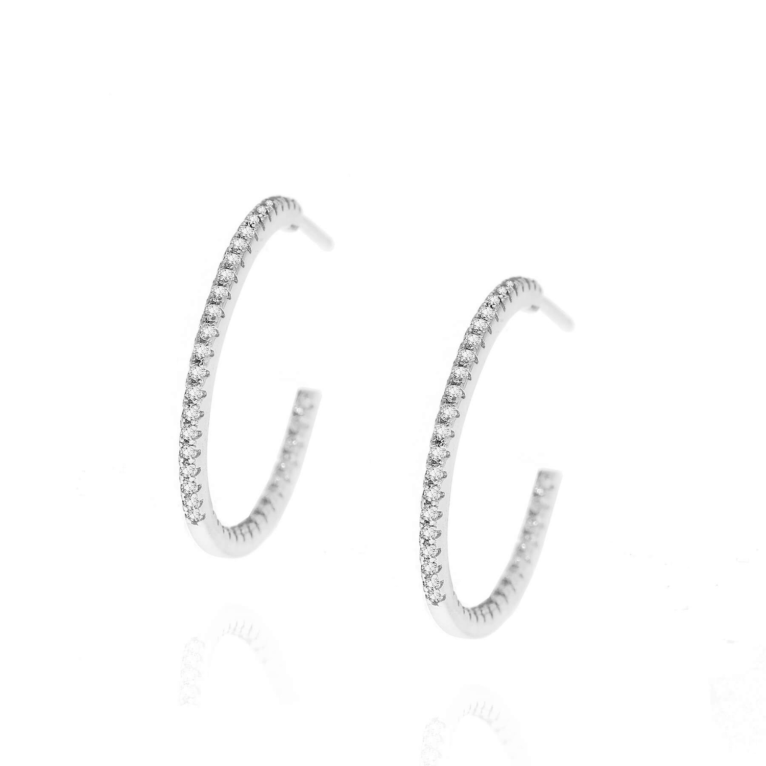 Srebrne kolczyki koła z cyrkoniami 925 kółka na sztyft 2,3 cm