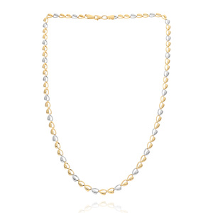 Złoty łańcuszek 585 ziarna kawy białe i żółte złoto długość 50 cm