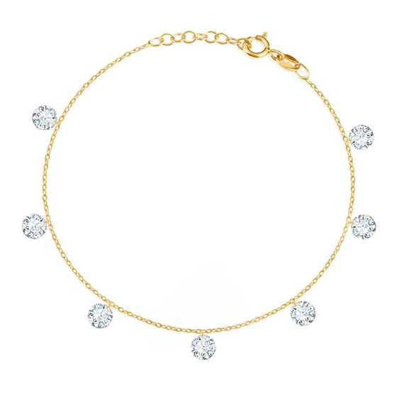 Bransoletka złota z cyrkoniami 585 białe cyrkonie 