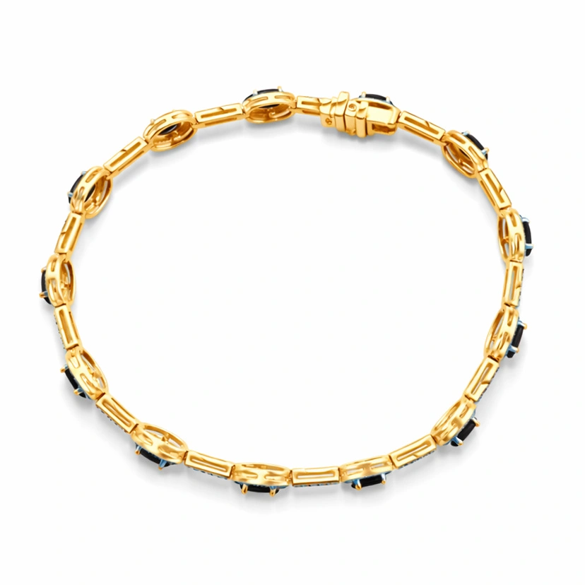 Złota bransoletka damska szafiry 585 z diamentami 0,19 ct i i szafirami 3,58 ct  18 cm