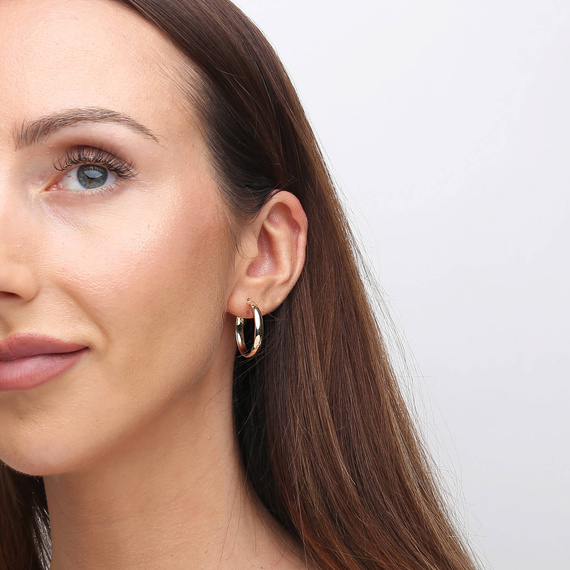 Złote kolczyki koła szerokie 585 gładkie na zatrzask 2,5 cm