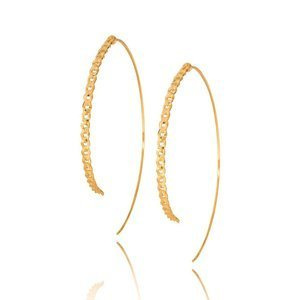 Złote kolczyki duże koła 585 elipsy diamentowane pancerki