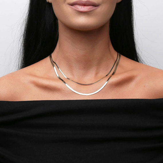 Naszyjnik złoty taśma żmijka 585 gładka 4 mm długość 40-45 cm Choker 