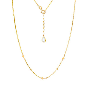 Złoty naszyjnik celebrytka 585 krzyżyki z cyrkonią przy zapięciu 40  - 43 cm