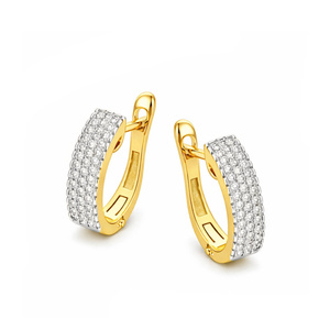 Złote kolczyki 585 przecinki z diamentami 0,22 ct angielskie