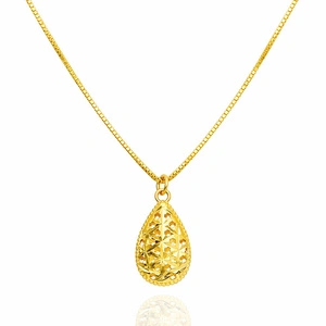 Złoty naszyjnik 585 ażurowy diamentowany kropla łezka łańcuszek kostka 40-45 cm 