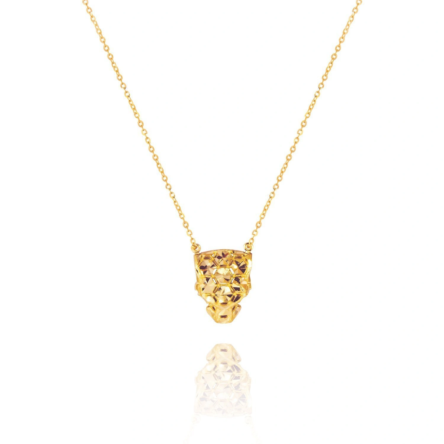 Złoty naszyjnik damski tygrys 585 diamentowana głowa tygrysa 1,3 cm łańcuszek ankier 42 - 45 cm