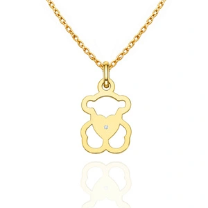 Złota zawieszka misiu z brylantem 585 miś z sercem diament 1,5 cm