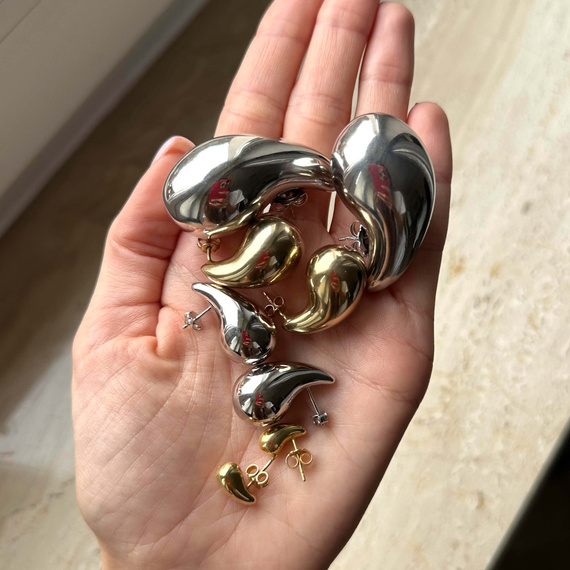 Srebrne kolczyki małe krople 925 na sztyft drops 1 cm