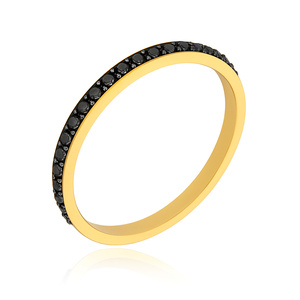 Złoty pierścionek czarne diamenty 585 obrączka wysadzana czarnymi diamentami 0,315 ct