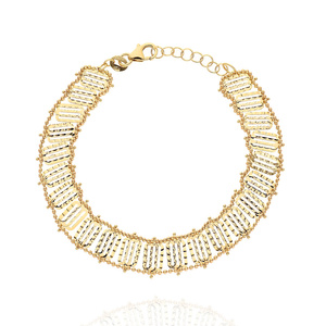 Złota bransoletka szeroka 585 siatka diamentowana 17-19 cm ażurowa