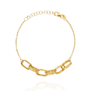 Złota bransoletka 585 duże ogniwa ankier 7 mm diamentowane 17 - 20 cm