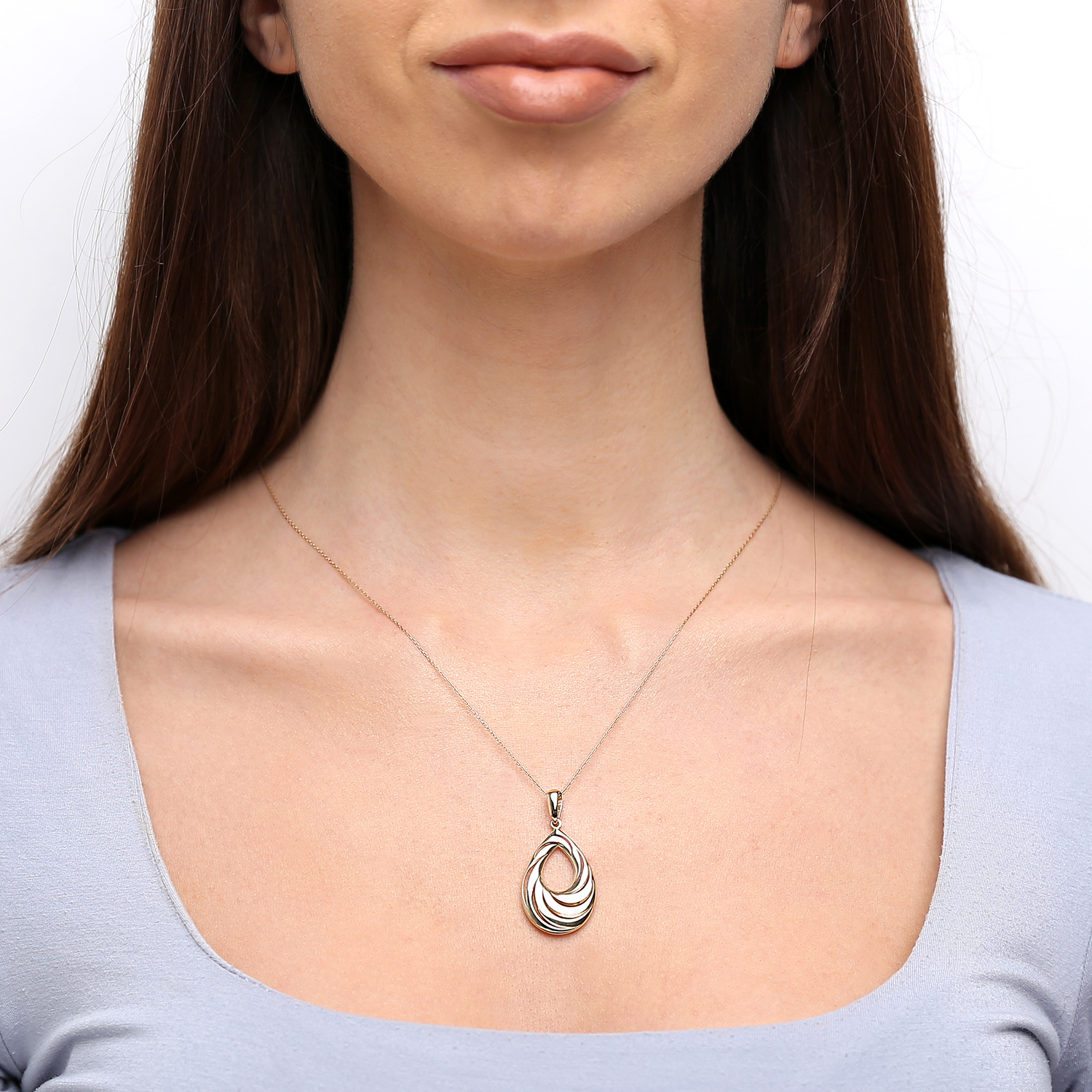 Złota zawieszka 585 duża przestrzenna łezka nacinana