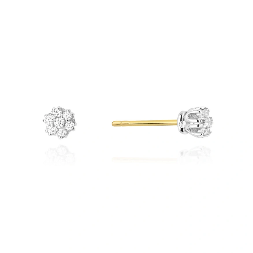 Złote kolczyki 585 diamenty 0,20 ct sztyft