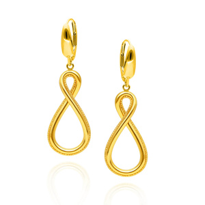 Złote kolczyki wiszące 585 nieskończoność łezka diamentowane angielskie