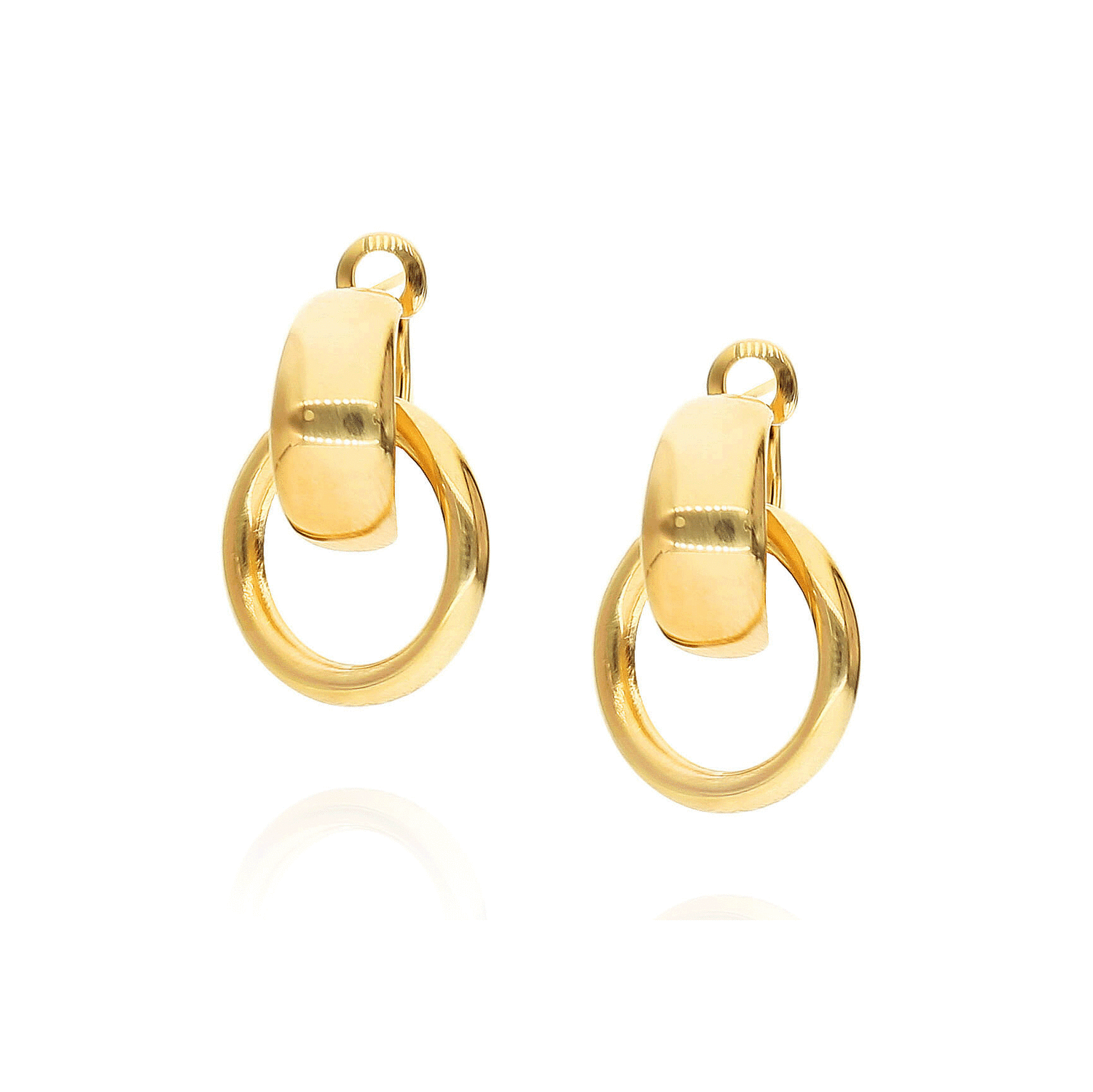 Złote kolczyki koła podwójne 585 grube na zatrzask podwójne