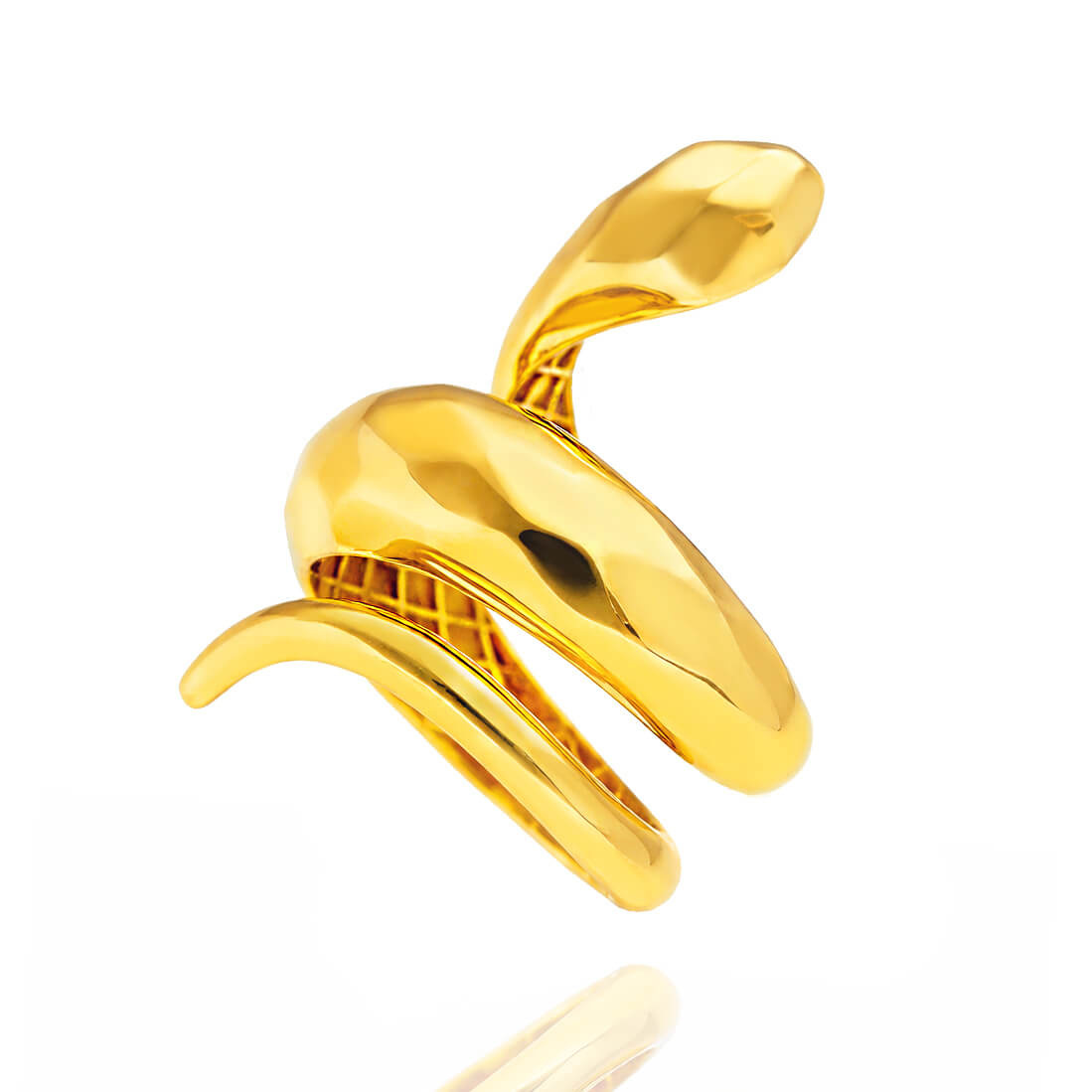 Złoty pierścionek duży wąż 585 szeroka żmija snake serpent nacinany  4 cm