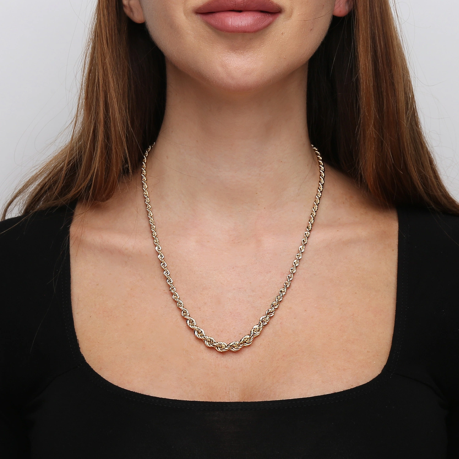 Złoty łańcuszek korda 585 kolia kordel 50 cm szerokość 6 mm