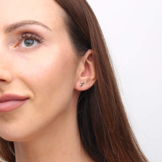 Złote kolczyki gładkie 585 stópki z sercem dla mamy 