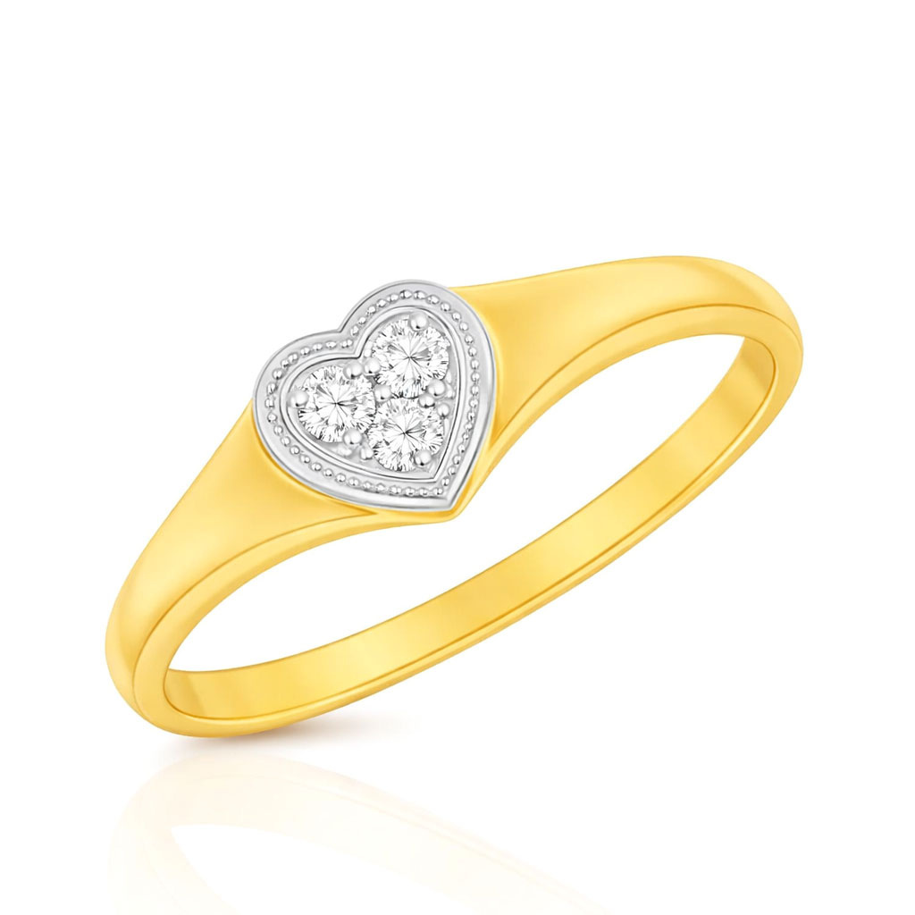Złoty pierścionek zaręczynowy serce z diamentami 585 żółte złoto brylanty 0,045 ct