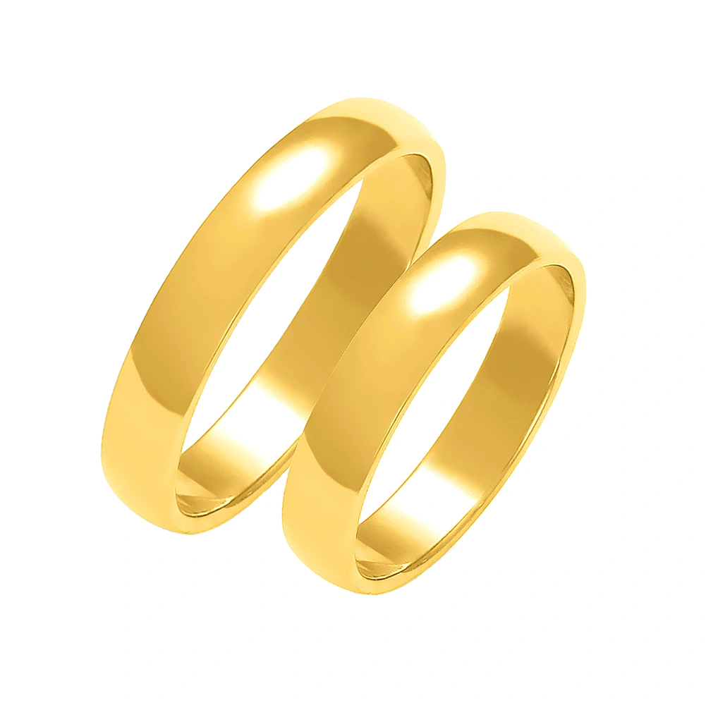 Obrączki ślubne para: złoto 585, klasyczne, półokrągłe, 4 mm