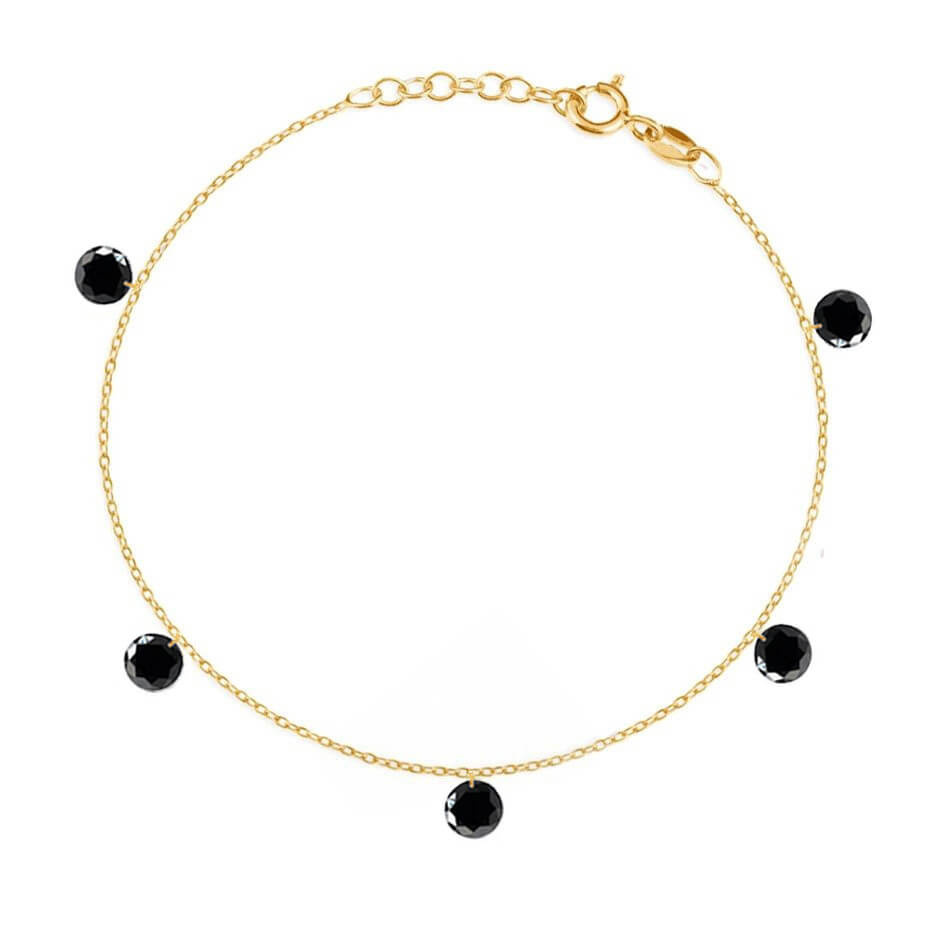 Bransoletka złota z cyrkoniami 585 czarne cyrkonie 17-19 cm