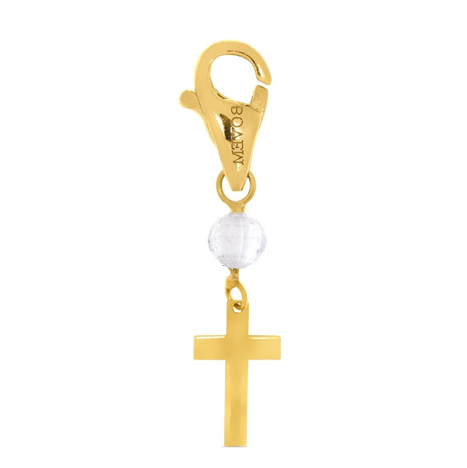 Złota zawieszka charms 585 krzyżyk do bransoletki