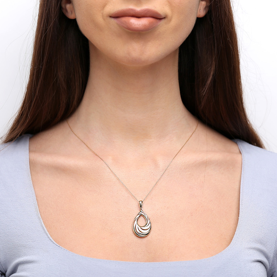 Złota zawieszka 585 duża przestrzenna łezka nacinana