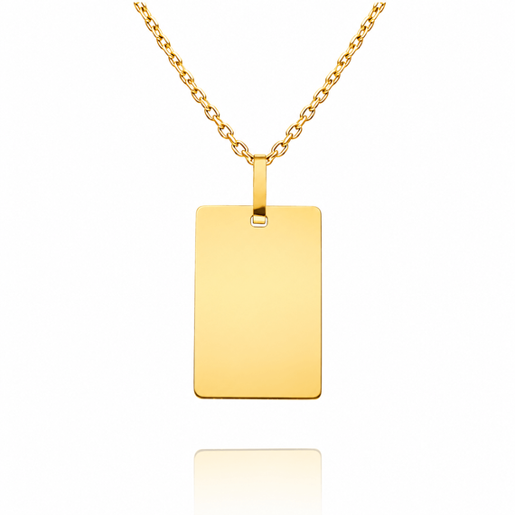 Złota zawieszka 585 duża blaszka gładka nieśmiertelnik grawer 4 cm