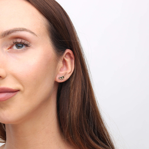 Złote kolczyki słoniki 585 słonie gładkie na sztyft