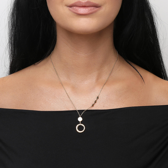 Złoty naszyjnik długi 585 koło kółko z cyrkoniami ankier 45-48 cm