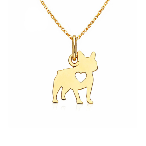 Złota zawieszka buldog francuski 585 piesek 1,3 cm